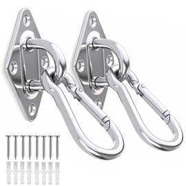 OHIYO 2PCS M10 Stainless Steel Pad Eye Hooks+2PCS 10MM Snap Hook + 8PCS Heavy Duty Screws for Hammock Hanging Kit