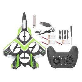 RC Foam Airplane with Light 360 Degree Roll Barometric Height Setting Fixed Wing Quadcopter Drone Aircraft Toy for Kids Adults Three Batteries