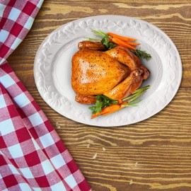 Unknown1 18.75 Inch Oval Platter White Country Casual Stoneware 1 Piece Dishwasher Safe