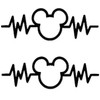 TAMZAM - Mickey Mouse Heartbeat Decal Vinyl Sticker Black Cars Trucks Vans SUV Laptops Walls Glass Metal - 5.5 inches