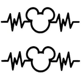 TAMZAM - Mickey Mouse Heartbeat Decal Vinyl Sticker Black Cars Trucks Vans SUV Laptops Walls Glass Metal - 5.5 inches