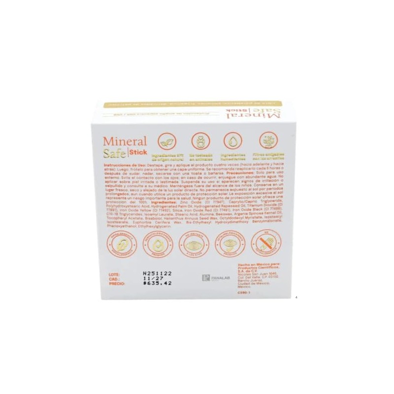 Panalab Mineral Safe Stick FPS 50+ con Color Medio 10