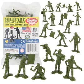 TimMee Military Mechanics & Media - OD Green 18 Plastic Army Men Soldier Figures