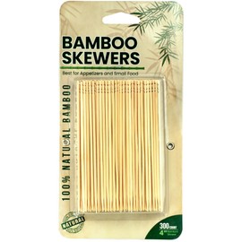 DecorRack 4” Natural Bamboo Skewers, Mini Cocktail Wood Picks, Appetizer Sticks for Sandwich, Charcuterie Boards, BBQ, Fruit Kabobs, DYI Crafting (300 Pack)