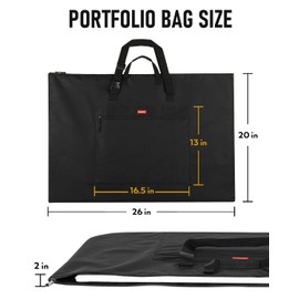 Nicpro Light Weight Art Portfolio Bag, 20 x 26 Inches Waterproof Nylon Art Portfolio Case with Shoulder & Handle Carry, for Artwork, Poster, Sketch Drawing, Canvas, Photography, Solar Panel Storage