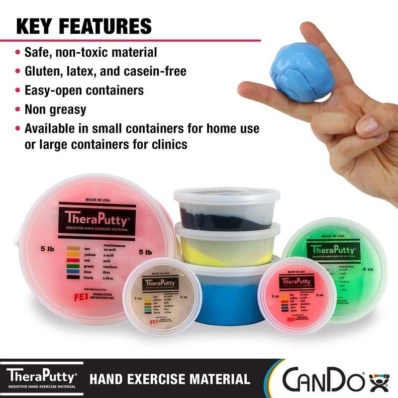 CanDo TheraPutty Standard Hand Exercise Putty For Rehabilitation, Exercises, Hand