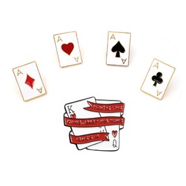 VEINTI+1 Poker Pins Enamel Brooch Set Abstractionist Royal Flush Queen King Lapel Pins for Backpack Clothes Hat Jacket Badge Artist (5 Poker)