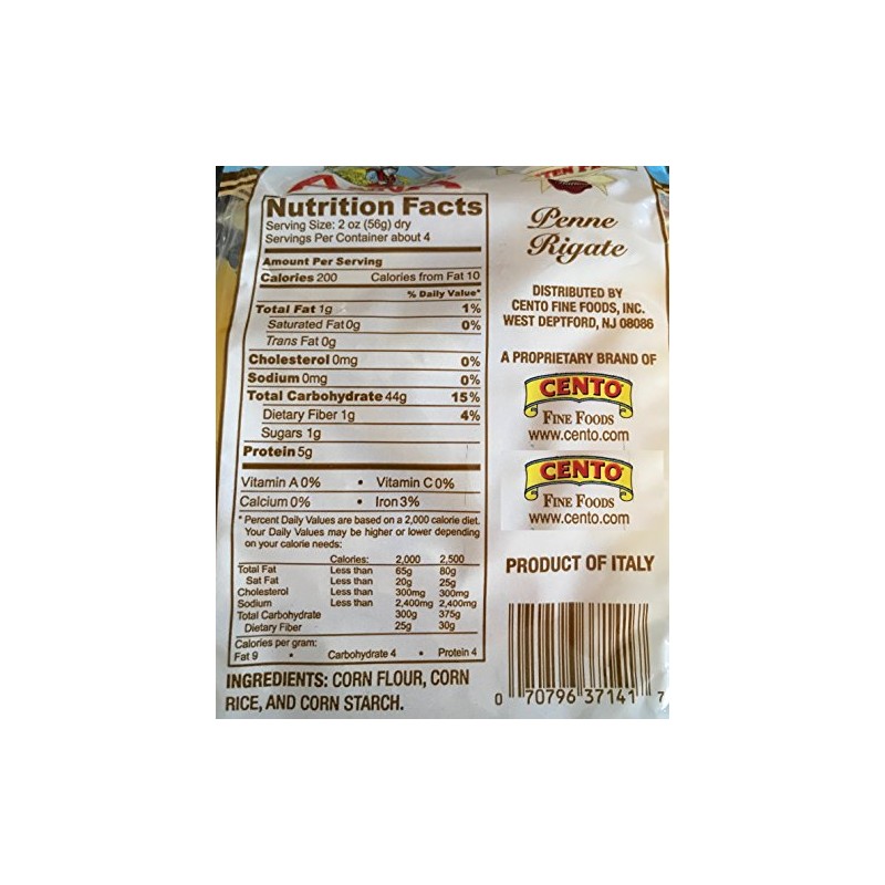 Anna Gluten Free Penne Rigate Pasta, Pack of 4