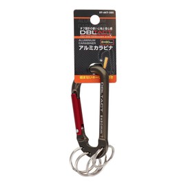 Sankyo Corporation DT-AKT-385 DBLTACT Aluminum Carabiner with Key Ring 4 Strands Gun Metal (S) x Red