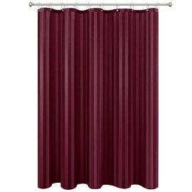 Biscaynebay Cortina de ducha de tela o forro de 72 x 72 pulgadas, cortinas de baño de damasco repelente al agua de color burdeos, lavables a máquina