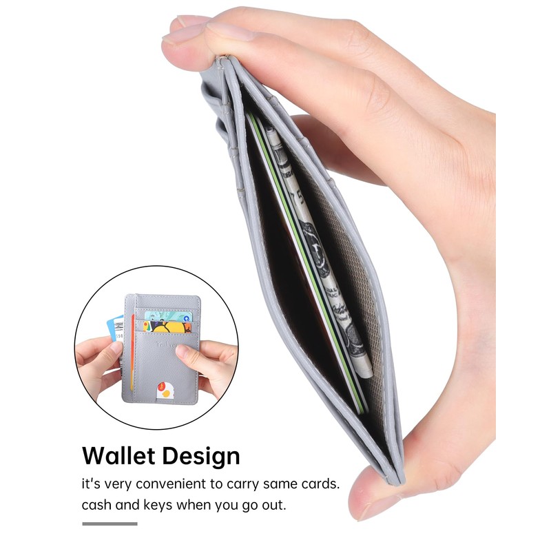 Teskyer Mini Wallet Men's Small Card Case, PU Leather Slim