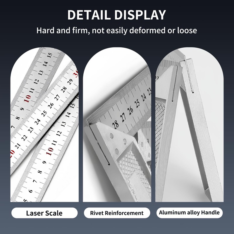 2 PCS Combination Square, 12 Inch Square Tool Adjustable Set