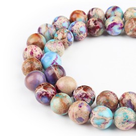 DIQIO Natural Stone Beads Gemstone Beads for Jewelry Making - Galaxy Sea Sediment Jasper Beads for Bracelets, 8mm Semi Precious Crystal Round Beads(45-47pcs, 8mm, Galaxy Sea Sediment Jasper)