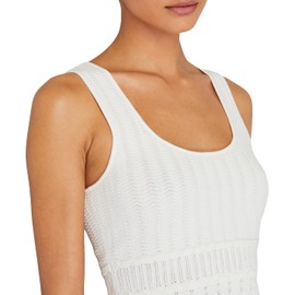 Club Monaco Women's Mixed Stitch Pointelle Tank, White/Blanc, X-Large