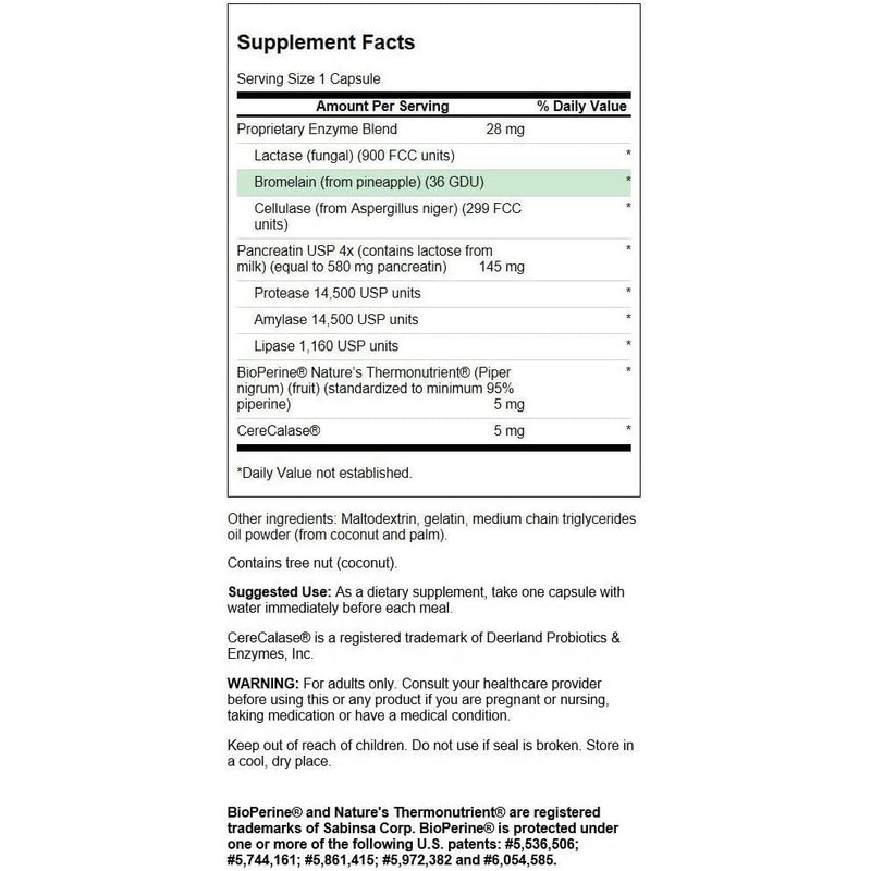 Swanson | Digestitol con encimas y BioPerine 60 Cápsulas