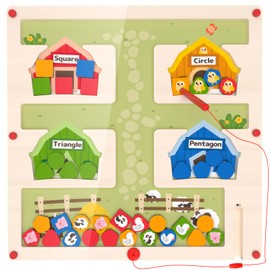 Magnetic Maze Montessori Toys for 3 4 5 Years Old Boys Girls Sensory Toddler Toys for Age 3-6 Busy Board Preschool Learning Activities Birthday Gifts Travel Educational Toys Kids Animals Farm