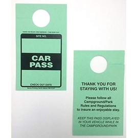 Car Pass Parking Permit Rearview Mirror Hang Tag for Campgrounds RV Parks Trailers Campers Site Tags (Green, 500)