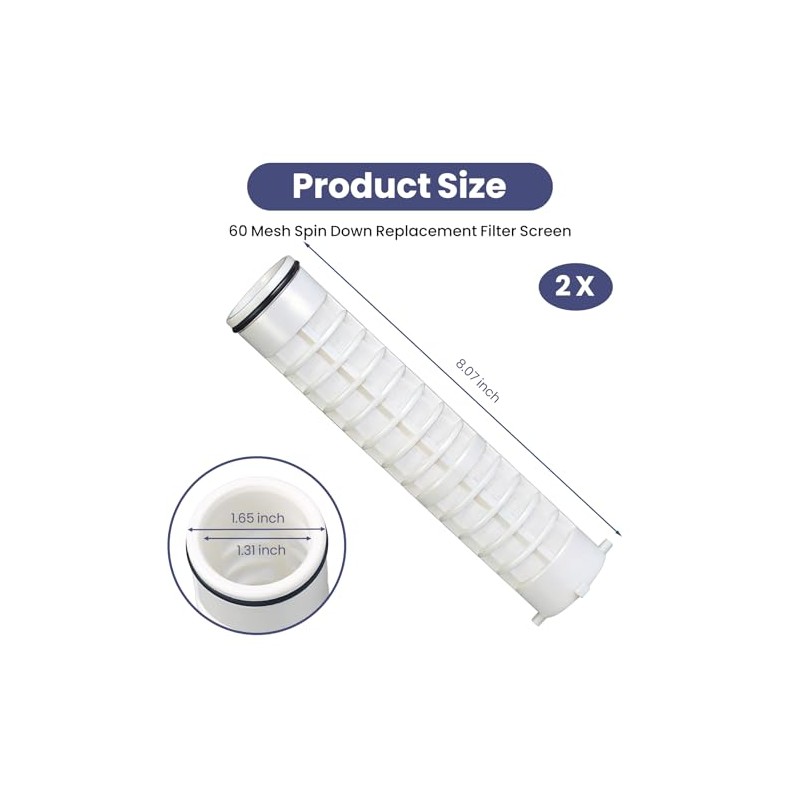 1-1/2" 60 Mesh Spin Down Replacement Filter, Fit for Rusco,