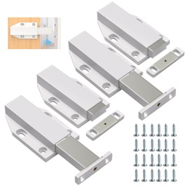 4 Pcs Push to Open Door Catches, Push Open Door Catches, Magnetic Push Catches, Push to Open Catches, Touch Magnetic Push Latch for RV Door Damper Wardrobe Drawer Cupboard Door Closers Push Opener