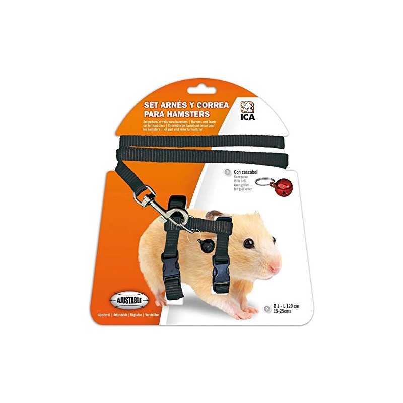 ICA DA978 Hamster Harness and Leash Black