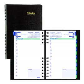 Blueline 2023 CoilPro Daily Planner, Appointment Book, 12 Months, January to December, Twin-Wire Binding, 8" x 5", Black, Bilingual (C1504C.81B-23)
