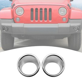 PDKLIN for Jeep JK Front Fog Light Cover Trim for Jeep Wrangler JK JKU 2007-2017 Chrome Exterior Accessories 2pcs