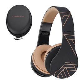 PowerLocus - Auriculares Bluetooth sobre la oreja, auriculares inalámbricos plegables, estéreo de alta fidelidad, orejeras de espuma viscoelástica suave, ligero, micrófono integrado y modo con cable