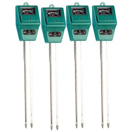 Royal Gardineer Moisture Meter: Set of 4 3-in-1 Combination Soil Meter for Potting Soil (Moisture Meter Soil, Soil Meter for Plants, Soil Moisture Meter)