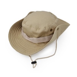 Outdoor Wide Brim Sun Protect Hat, Classic US Combat Army Style Bush Jungle Sun Cap for Fishing Hunting Camping Light Khaki 1