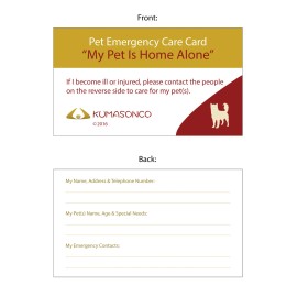 KumasonCo Pet Puppy Home Alone Emergency ID Wallet Medical Alert Cards starting at $4.50 - Pack of 2