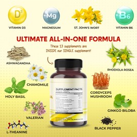 PEAKPURY St. John's Wort Ashwagandha Rhodiola Rosea Chamomile - Made in USA