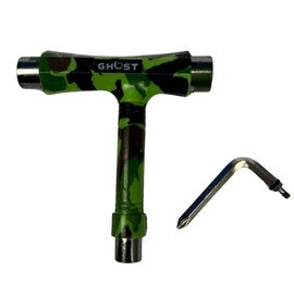 GHOST BOARDS Y3 Skateboard Tool Kit - All-in-One T Tool for Skateboard, Longboard, Roller & Skate - Multi-Function Portable Skate Tool with T-Type Allen Key & L-Type Phillips Head Wrench (Camouflage)