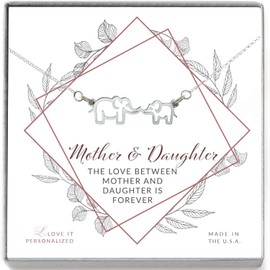 Mother Daughter Mama Elephant Necklace Mother's Day, Christmas Present For Mom Grandma Sterling Silver, Little Elephants
