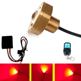 UWDESY Underwater 1/2in Standard Boat Drain Plug LED Light, Upgraded brass housing，Underwater Drain Plug Light for Boat Smartphone APP IR Control LED Marine Boat Light (Red)