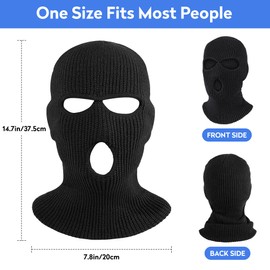 Pukavt 3 Hole Winter Knitted Mask, Full Face Cover Ski Mask Warm Balaclava for Skiing, Motorcycle, Snowboard Deep Gray