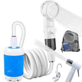 Ann Katy Portable Rechargeable Outdoor Shower,Pet Shower,Car Washing,Flower Watering,Indoor & Outdoor Bathing With accessories intelligent digital display springtok - Color: Blue