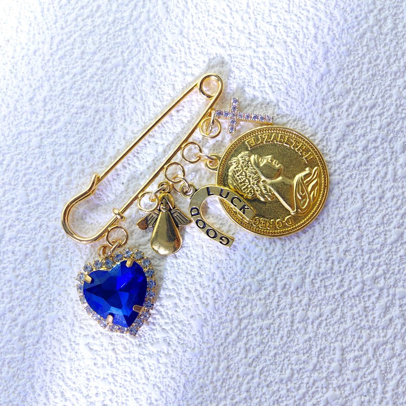 Gowvvxu Something Blue Pin for Bride, Bridal Bouquet Charm Cross