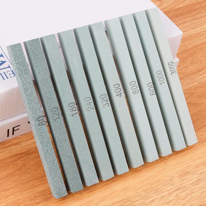 Supkiir 20Pcs Rectangular Sharpening Stone Set, 80#-3000# Green Silicon Carbide