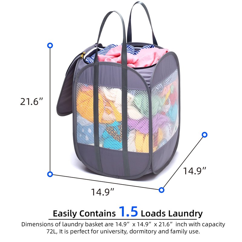 1.5 Loads, Pop-up Laundry Hamper with Extended, Thickened and Reinforced