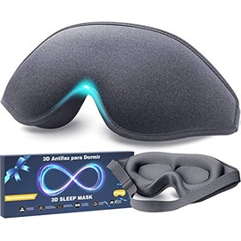 Antifaz para dormir para hombres y mujeres, antifaz para ojos con copa contorneada 3D mejorada,venda para los ojos, bloquea la luz, para transpirable y suave para dormir, yoga, viajar (gris)