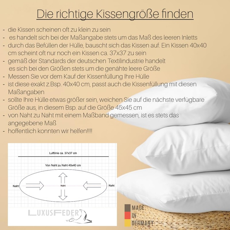 Luxusfeder Sofa Cushion 30 x 50 cm Feather Filling 400