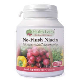 No-Flush Niacin 490mg x 90 Capsules, Nicotinamide/Niacinamide - Flush Free Form of Vitamin B3/Niacin,Magnesium Stearate Free & No Nasty Additives, Vegan, Made in Wales