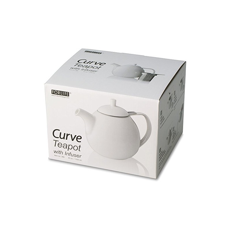 FORLIFE Curve Teapot with Infuser, 45-Ounce, Gray