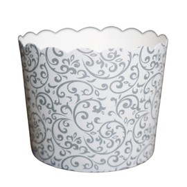 BAKE-IN-CUP 50-Pack Paper Baking Cups, Greaseproof Disposable Cupcake Muffin Liners (Large, Silver Scroll)