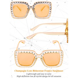 Frienda Women Oversize Square glitter Sunglasses Retro Thick Frame Disco Sunglasses (Brown)