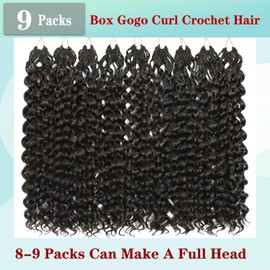 Gogo Curl Crochet Hair 14 Inch 9 Packs Ocean Wave Curly Crochet Hair for Black Women Pre-Looped Deep Wave Water Curly Braiding Extensions (1B#, 14 Inch(9 Packs))