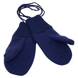 Ecoable Toddler and Kids' Mittens: Organic Merino Wool Snow Gloves with String (Sz 3 | 2-5 years, Navy Blue)