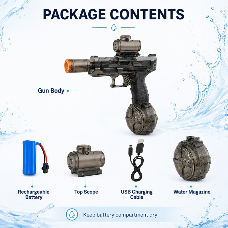 Rechargeable Automatic Water Blaster – Electric Water Toy for Pool,