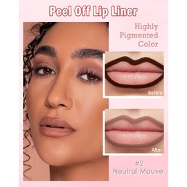 Peel Off Lip Liner Stain, Long Lasting Waterproof Lip Liner Tattoo Stain, Transfer-Proof, High Pigmented Color Lip Tint Stain with Matte Finish, All-Day Stay Lipliner Makeup for Women, Nude Pink