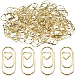 Caianwin Caianwin 50 Stück Büroklammern Gold Büroklammern Herz Motiv klein Metall klammern für Dekorative Postkarten Büro Klassenzimmer